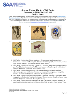 Publicity Image Sheet – Between Worlds: the Art of Bill Traylor 8/13/18/Td Page 1 of 5 6