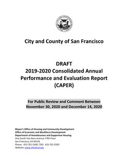 DRAFT 2019-2020 Consolidated Annual Performance and Evaluation Report (CAPER)