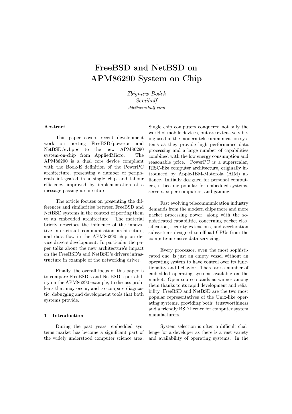 Freebsd and Netbsd on APM86290 System on Chip