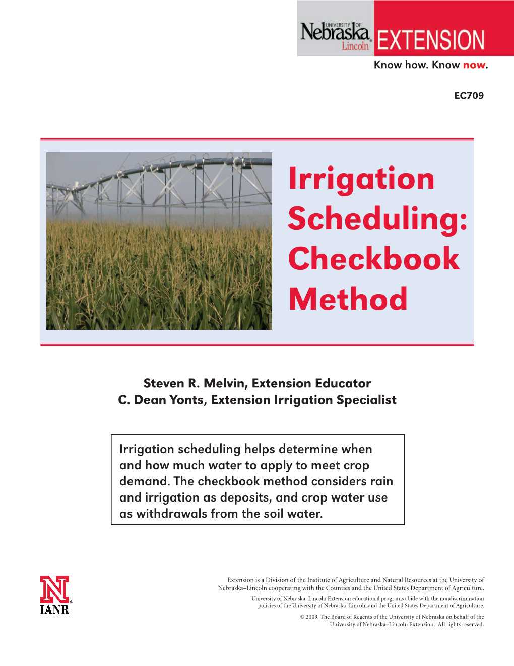 Irrigation Scheduling: Checkbook Method