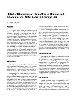 Statistical Summaries of Streamflow in Montana and Adjacent Areas, Water Years 1900 Through 2002