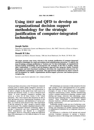 Using IDEF and QFD to Develop an Organizational Decision Support Methodology for the Strategic Justification of Computer-Integrated Technologies