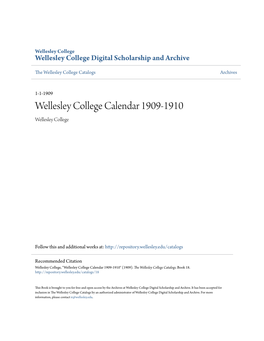 Wellesley College Calendar 1909-1910 Wellesley College