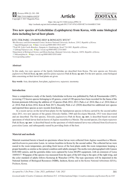 Lepidoptera) from Korea, with Some Biological Data Including Larval Host Plants