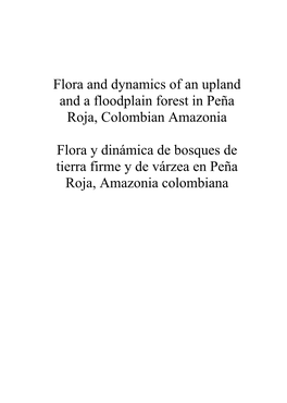 Flora and Dynamics of an Upland and a Floodplain Forest in Peña Roja, Colombian Amazonia