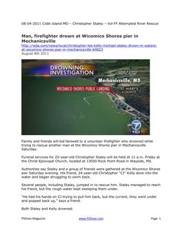 Man, Firefighter Drown at Wicomico Shores Pier in Mechanicsville