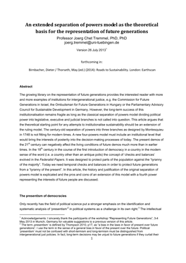 An Extended Separation of Powers Model As the Theoretical Basis For