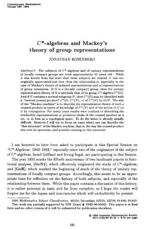 C*-Algebras and Mackey's Theory of Group Representations
