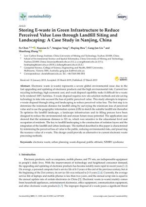 Storing E-Waste in Green Infrastructure to Reduce Perceived Value Loss Through Landﬁll Siting and Landscaping: a Case Study in Nanjing, China