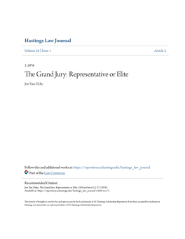 The Grand Jury: Representative Or Elite Jon Van Dyke