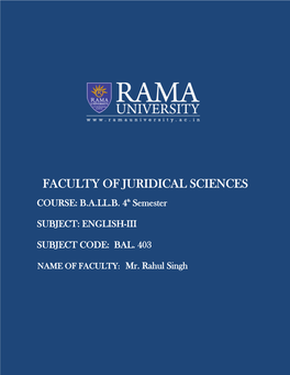 Faculty of Juridical Sciences Course: B.A.Ll.B