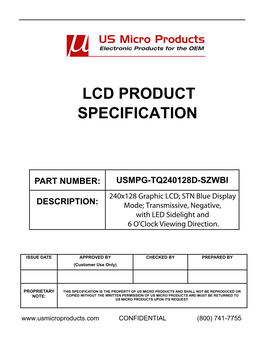 Lcd Product Specification