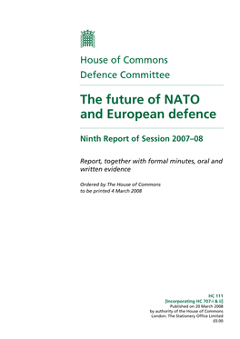 The Future of NATO and European Defence