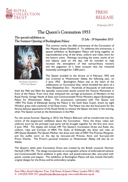 Press Release the Queen's Coronation 1953