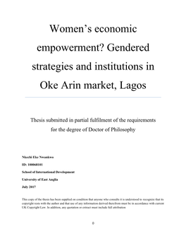 Women's Economic Empowerment?