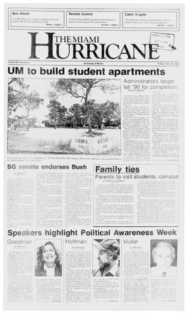 UM to Build Student Apartments Administrators Target Fall '90 for Completion Liv PA I Met Rl 1 L'*I
