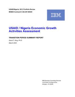 USAID / Nigeria Economic Growth Activities Assessment