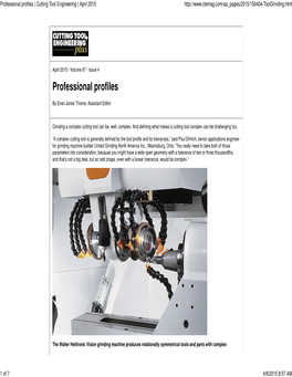Professional Profiles | Cutting Tool Engineering | April 2015