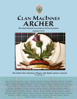 Clan Macinnes ARCHER the International Association of Clan Macinnes Summer 2019