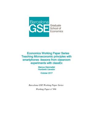 Economics Working Paper Series Teaching Microeconomic Principles