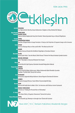 İletişim Fakültesi Akademik Dergisi ISSN: 2636-7955 Yıl 4 Sayı7 Nisan 2021 RESEARCH ARTICLE