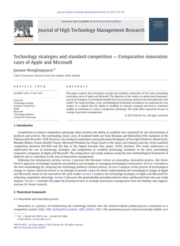 Technology Strategies and Standard Competition — Comparative Innovation Cases of Apple and Microsoft