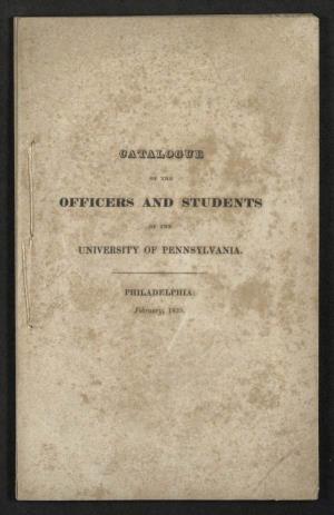 University of Pennsylvania Catalogue, 1835