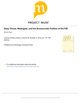 Deep Throat, Watergate, and the Bureaucratic Politics of the FBI