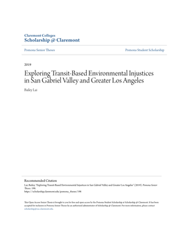 Exploring Transit-Based Environmental Injustices in San Gabriel Valley and Greater Los Angeles Bailey Lai