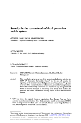 Security for the Core Network of Third Generation Mobile Systems