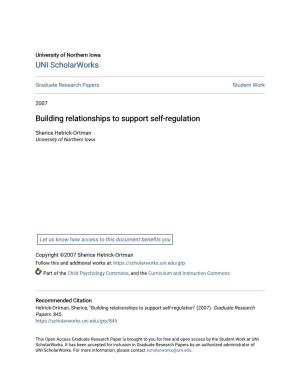 Building Relationships to Support Self-Regulation