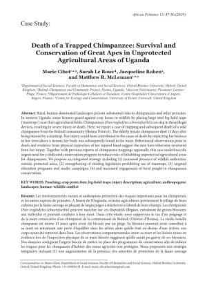 Death of a Trapped Chimpanzee: Survival and Conservation of Great Apes in Unprotected Agricultural Areas of Uganda