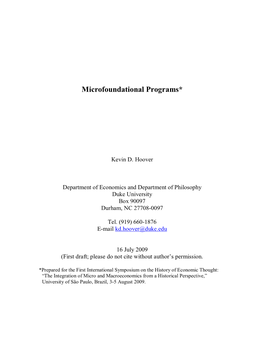 Microfoundational Programs*