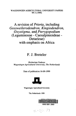 Leguminosae - Caesalpinioideae - Detarieae) with Emphasis on Africa