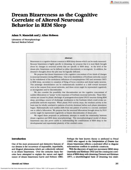 Dream Bizarreness As the Cognitive Correlate of Altered Neuronal Behavior in Relm Sleep