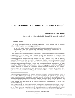 Constraints on Contact-Induced Linguistic Change1