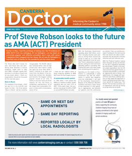 Prof Steve Robson Looks to the Future As AMA (ACT) President