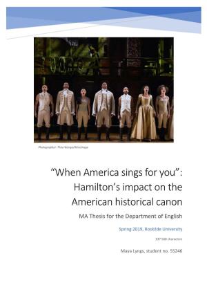 Hamilton's Impact on the American Historical Canon