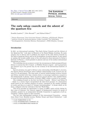 The Early Solvay Councils and the Advent of the Quantum Era