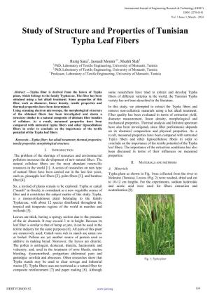 Study of Structure and Properties of Tunisian Typha Leaf Fibers
