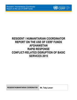 Afghanistan Rapid Response Conflict-Related Disruption of Basic Services 2015