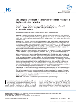 The Surgical Treatment of Tumors of the Fourth Ventricle: a Single-Institution Experience