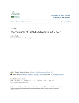 Mechanisms of IKBKE Activation in Cancer Sridevi Challa University of South Florida, Challasridevi@Gmail.Com