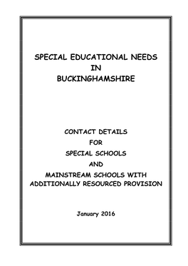 Special Schools and Mainstream Schools with Additionally Resourced Provision