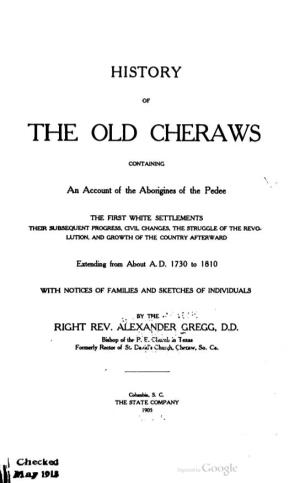 History of the Old Cheraws,' by the Rt