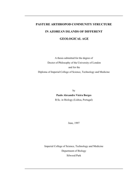 Pasture Arthropod Community Structure