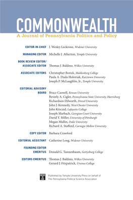 COMMONWEALTH: a Journal of Pennsylvania Politics and Policy