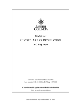 Closed Areas Regulation B.C
