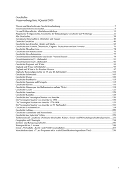 Geschichte Neuerwerbungsliste 3.Quartal 2000