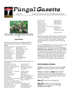 May 2015 Newsletter of the Central New York Mycological Society ______